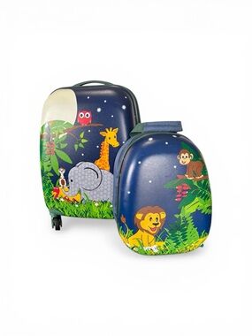 Kids Jungle Animal Hardside Luggage Set - Navy Blue